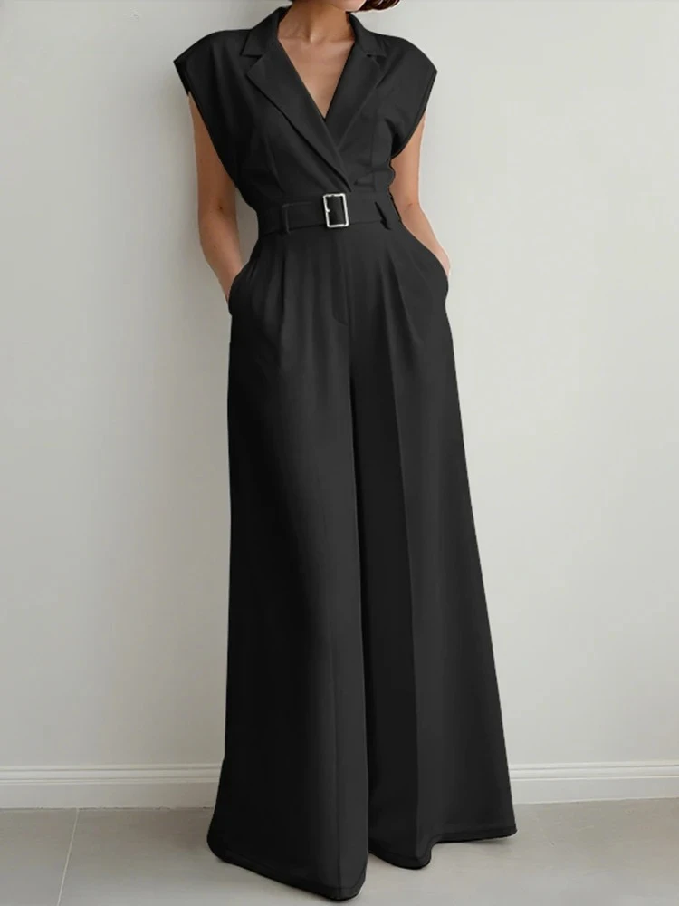 Stylish Office OL Overalls Pant ZANZEA Fashion Women Jumpsuits Summer Lapel Sleeveless Rompers Solid Loose Wide Leg Trouser 2025
Stylish Office OL Overalls Pant ZANZEA Fashion Women Jumpsuits Summer Lapel Sleeveless Rompers Solid Loose Wide Leg Trouser 2025