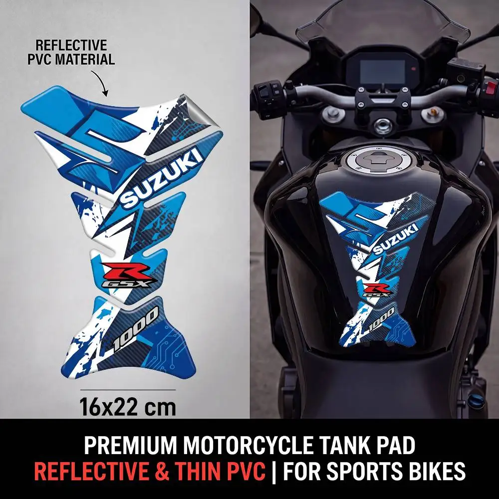 FOR SUZUKI Motorcycle PVC Tank Pad Tank Cap Protector Racing Sticker Universal