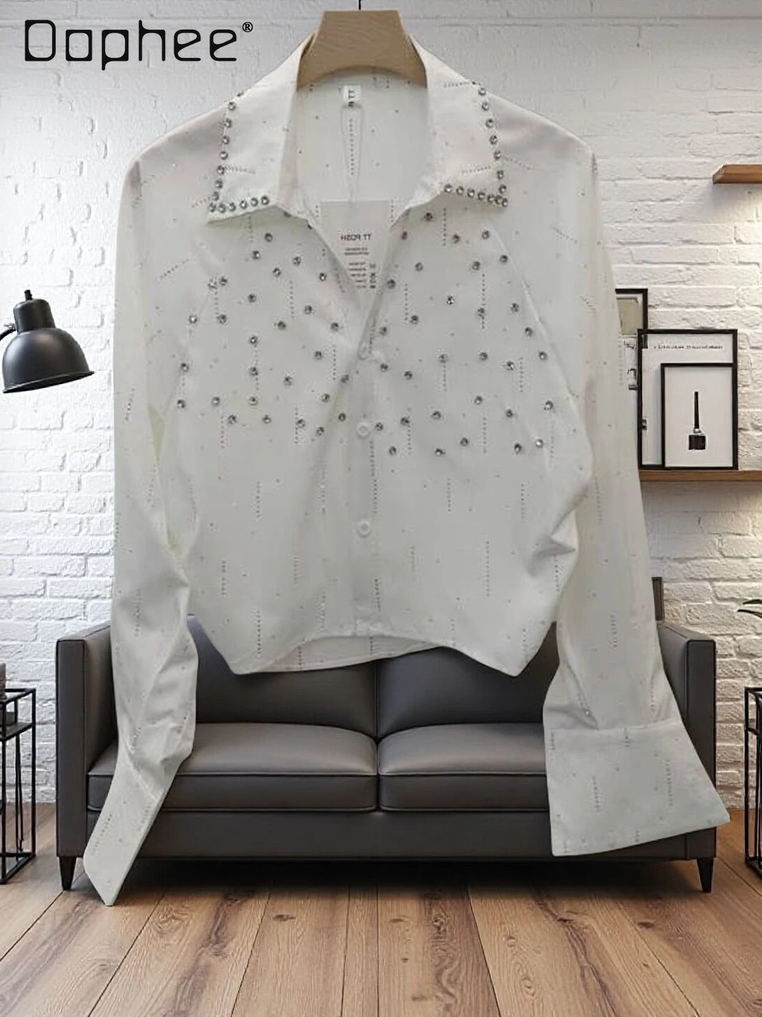 Commuter Style Fashion Bead Lapel Long-sleeved Shirt Autumn New French Temperament High-end Slim Shirt Women Trendy Camisas
Commuter Style Fashion Bead Lapel Long-sleeved Shirt Autumn New French Temperament High-end Slim Shirt Women Trendy Camisas