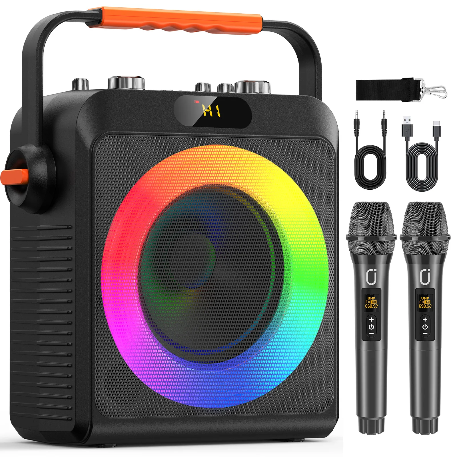 T19 High Power Karaoke Bluetooth Speaker Music Rhythm Light 360-Degree Stereo Surround Wireless Subwoofer with 2 Microphone
T19 High Power Karaoke Bluetooth Speaker Music Rhythm Light 360-Degree Stereo Surround Wireless Subwoofer with 2 Microphone