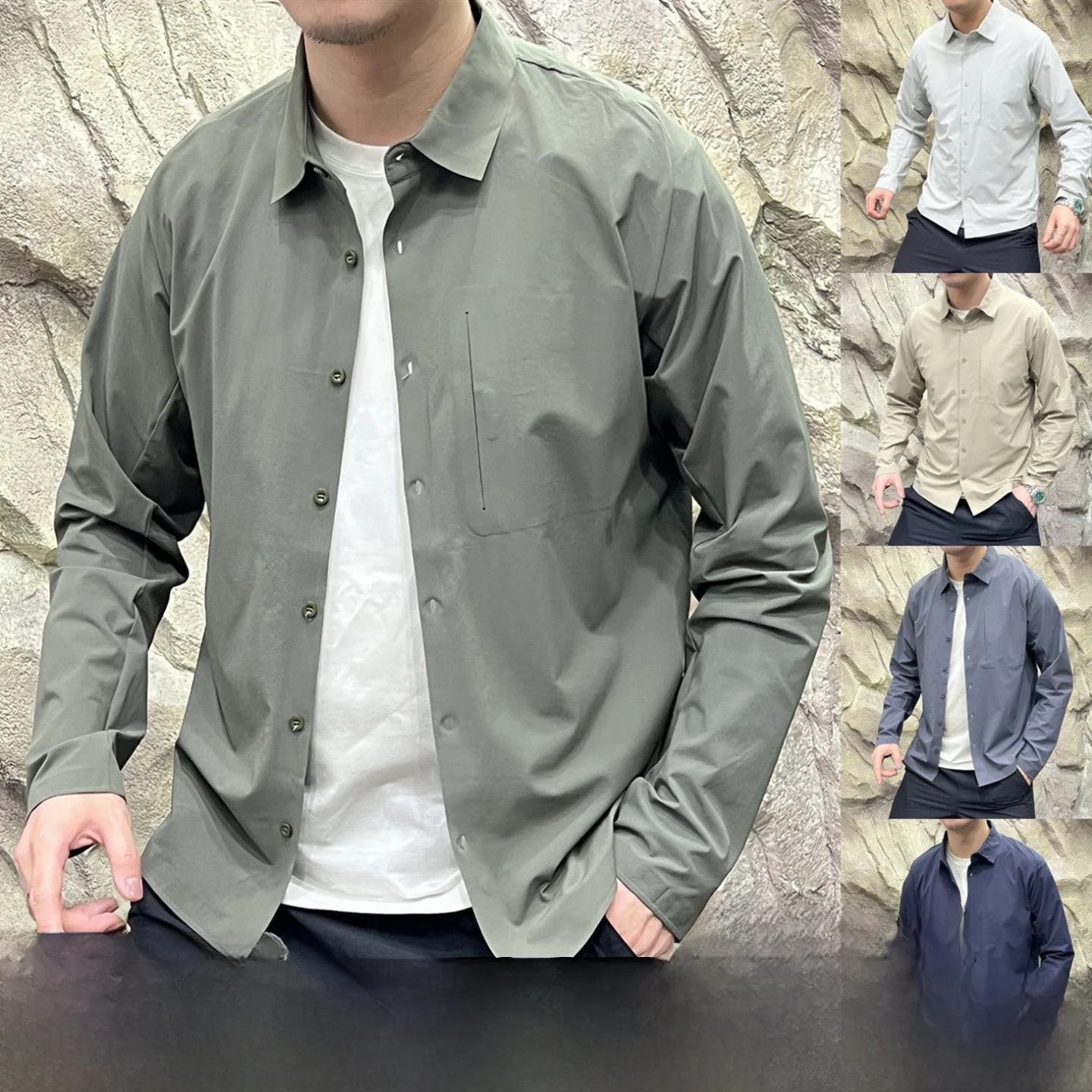 Outdoor Men's Long Sleeve Shirt Quick Dry Elastic Standard Fit Business V Series High End Taped Autumn Commuting Shirt
Outdoor Men's Long Sleeve Shirt Quick Dry Elastic Standard Fit Business V Series High End Taped Autumn Commuting Shirt