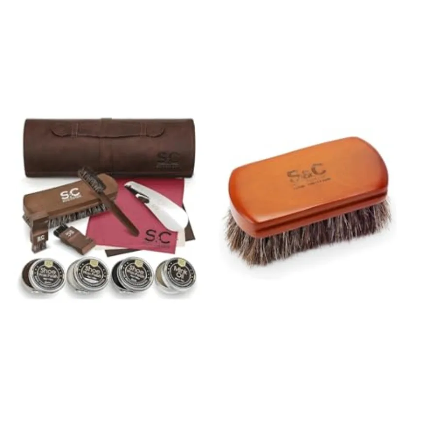 Stone and Clark Complete Leather Care Bundle 13-Piece Shoe Polish Kit and Mini Horsehair Brush for Premium Shoe Shine Buffing a
Stone and Clark Complete Leather Care Bundle 13-Piece Shoe Polish Kit and Mini Horsehair Brush for Premium Shoe Shine Buffing a