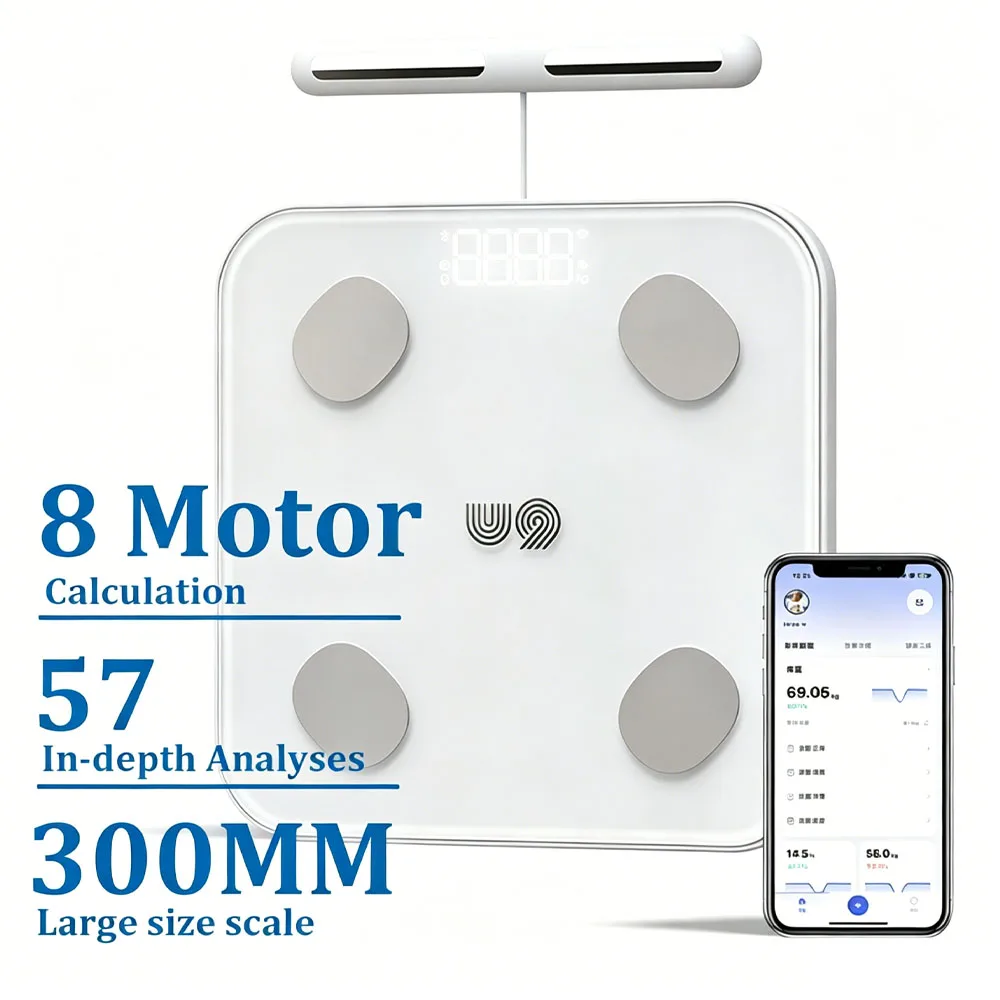 Smart 8 Electrode Scale Bioimpedance Electronic Digital Weight Balance Fat Body Water Muscle Mass BMI Composition Scale
Smart 8 Electrode Scale Bioimpedance Electronic Digital Weight Balance Fat Body Water Muscle Mass BMI Composition Scale