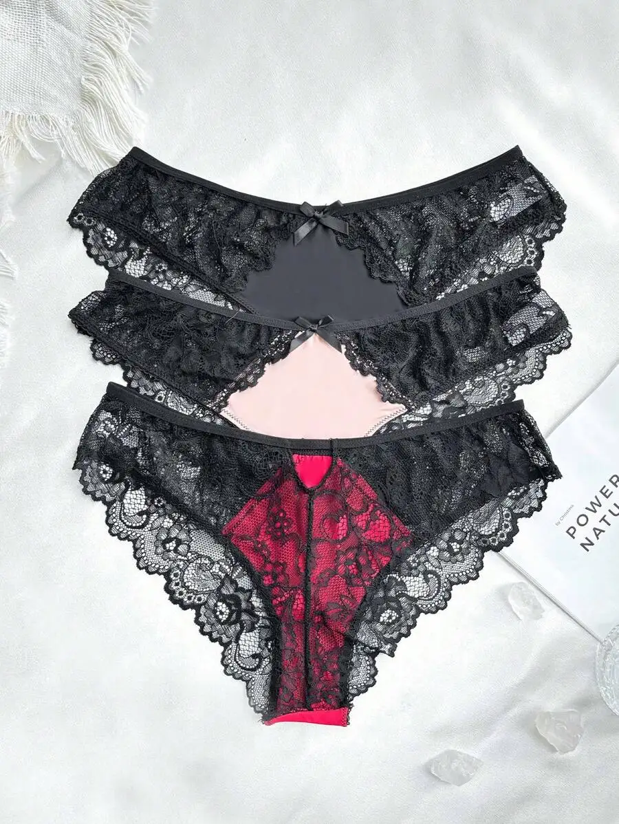 Women's Low-Rise Lace Panties, 3pcs/Pack Lingerie
Women's Low-Rise Lace Panties, 3pcs/Pack Lingerie