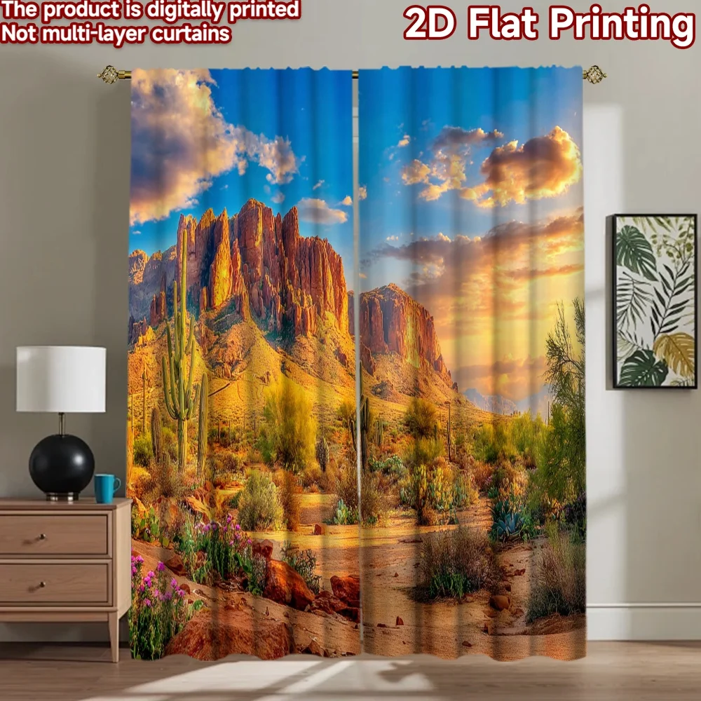 2D flat printing 2pcs Window Curtains Desert Mountain Landscape Saguaro Cacti Digital Printed Polyester Drapes Party Decorations
2D flat printing 2pcs Window Curtains Desert Mountain Landscape Saguaro Cacti Digital Printed Polyester Drapes Party Decorations