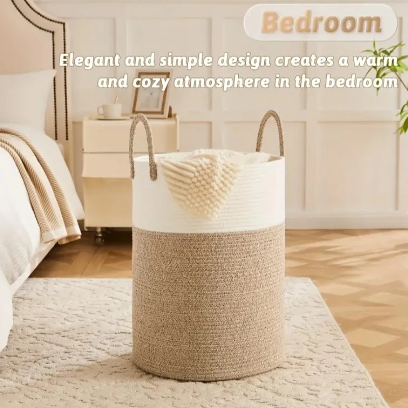 Cotton Rope Woven Laundry Basket Foldable Cosmetic Storage Box with Handles Baby and Children's Toy Storage Box Household Items
Cotton Rope Woven Laundry Basket Foldable Cosmetic Storage Box with Handles Baby and Children's Toy Storage Box Household Items