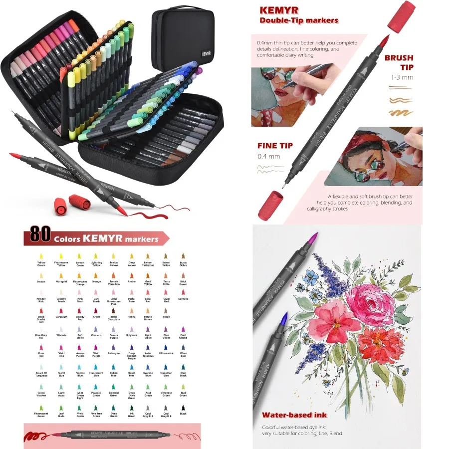 80-цветная тонкая кисть с двойным наконечником, раскраски на водной основе, маркеры для взрослых, книжки-раскраски, рисование, эскизы, пуля, журнал, написание, пуля
80-цветная тонкая кисть с двойным наконечником, раскраски на водной основе, маркеры для взрослых, книжки-раскраски, рисование, эскизы, пуля, журнал, написание, пуля