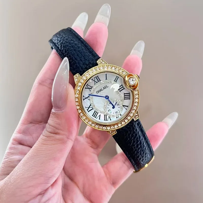 Women Luxury Gold Quartz Watch Elegant Diamond Small Dial Genuine Leather Strap Fashion Simple Wristwatch Gift for Ladies
Women Luxury Gold Quartz Watch Elegant Diamond Small Dial Genuine Leather Strap Fashion Simple Wristwatch Gift for Ladies