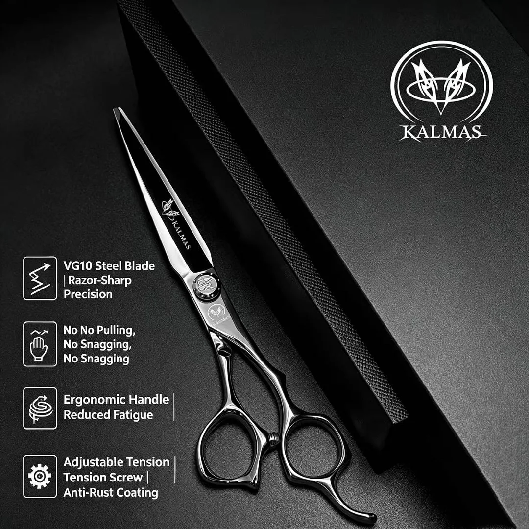 KALMAS 7 Inch Professional Barber Shears - VG10 Steel Hair Scissors for Salon Hair Styling
KALMAS 7 Inch Professional Barber Shears - VG10 Steel Hair Scissors for Salon Hair Styling