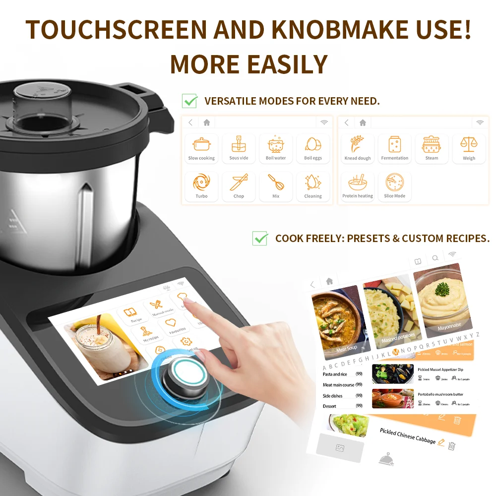 Smart Cooking Robot 3L Food Processor with 14 Functions and Modern Touch Display
Smart Cooking Robot 3L Food Processor with 14 Functions and Modern Touch Display