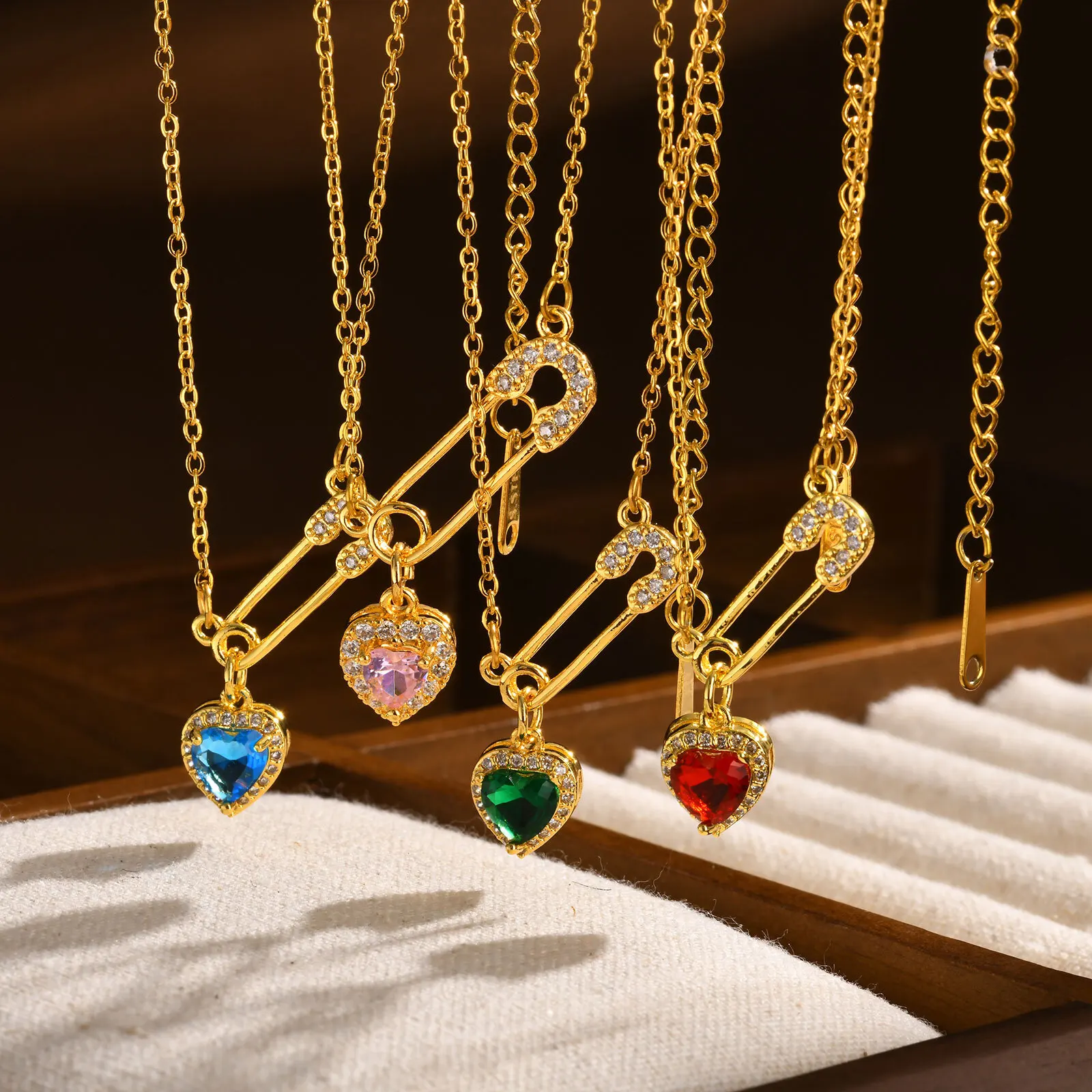 Vnox Safety Pin Pendant Necklaces, Women CZ Stone Heart Charm Necklaces Chokers, Adjustable O Cable Chain Collar Gift
Vnox Safety Pin Pendant Necklaces, Women CZ Stone Heart Charm Necklaces Chokers, Adjustable O Cable Chain Collar Gift