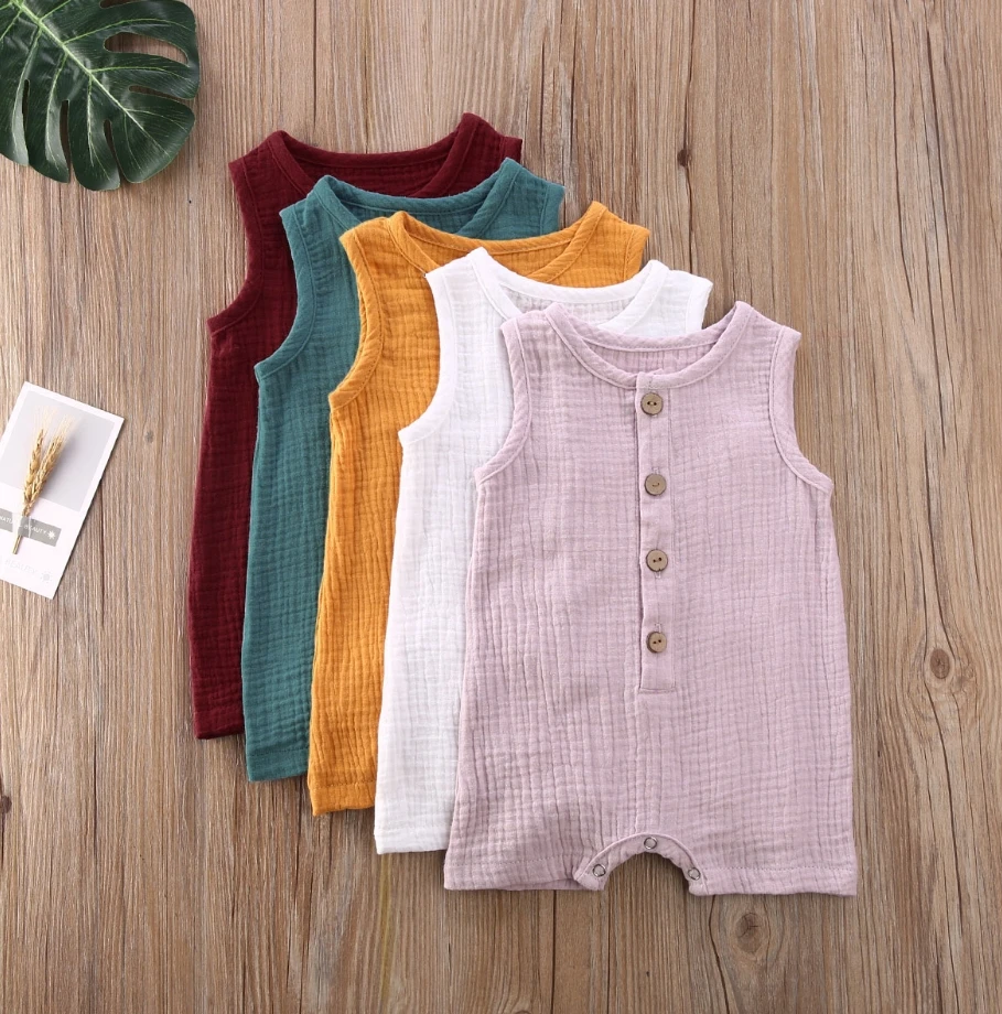 Toddler Infant Baby Girls Boys Sleeveless Buttons Solid Color Romper Summer Cotton Linen Jumpsuit
Toddler Infant Baby Girls Boys Sleeveless Buttons Solid Color Romper Summer Cotton Linen Jumpsuit
