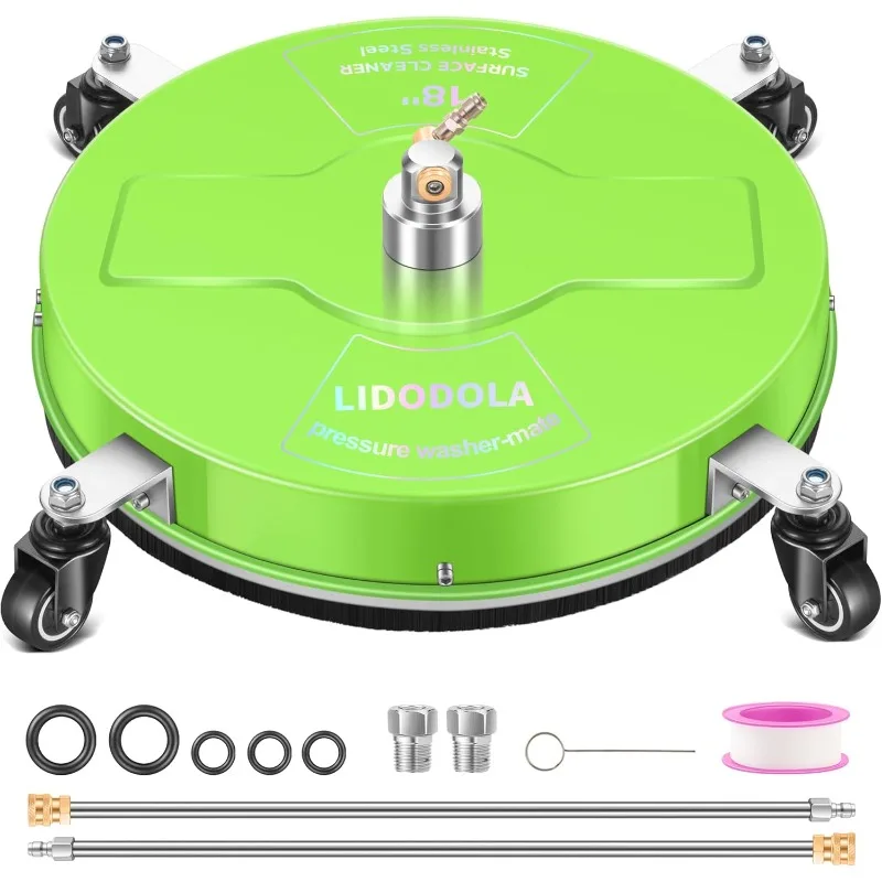 Washer Surface Cleaner with 4 Wheels - Coated Green Stainless Steel Surface Cleaner for Pressure Washer Attachment for Concrete
Washer Surface Cleaner with 4 Wheels - Coated Green Stainless Steel Surface Cleaner for Pressure Washer Attachment for Concrete