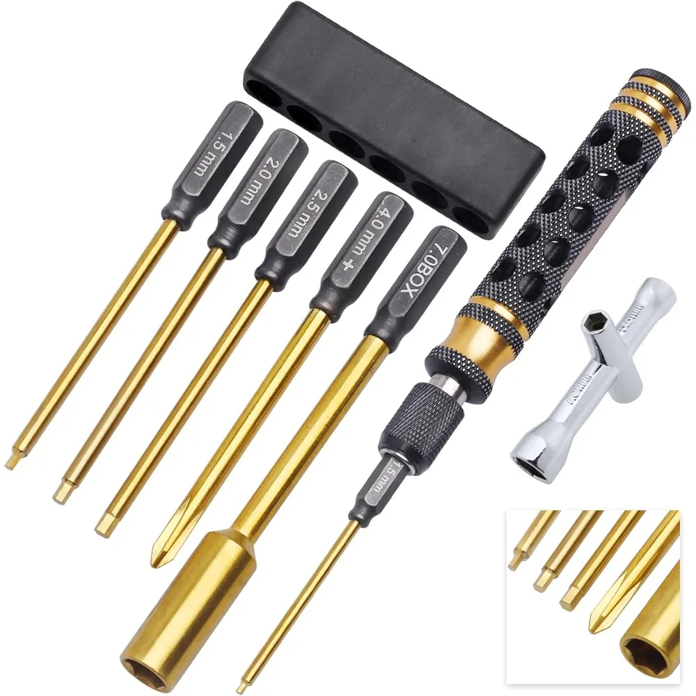 Titanium Hexagon Screwdriver Allen Wrench Hex Nut Driver Phillips Bit RC Tool Kit for Multi-Axis FPV Racing Drone RC Quadcopter
Titanium Hexagon Screwdriver Allen Wrench Hex Nut Driver Phillips Bit RC Tool Kit for Multi-Axis FPV Racing Drone RC Quadcopter