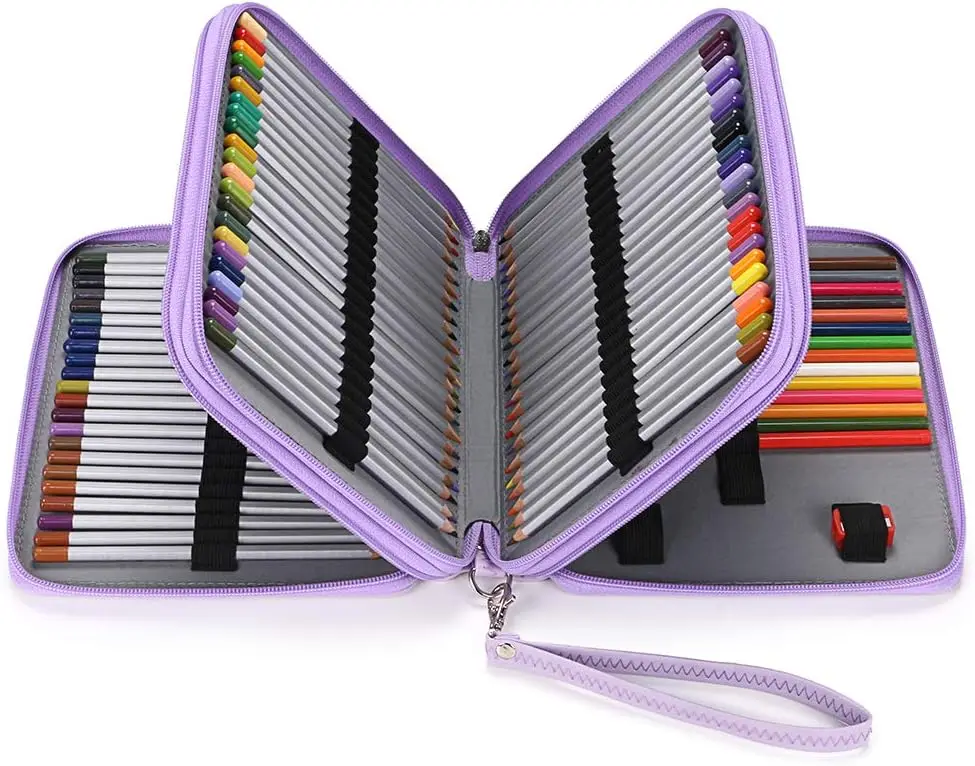 BTSKY Deluxe PU Leather Pencil Case For Colored Pencils - 120 Slot Pencil Holder with Handle Strap Handy Colored Pencil Box Large (Purple)
BTSKY Deluxe PU Leather Pencil Case For Colored Pencils - 120 Slot Pencil Holder with Handle Strap Handy Colored Pencil Box Large (Purple)