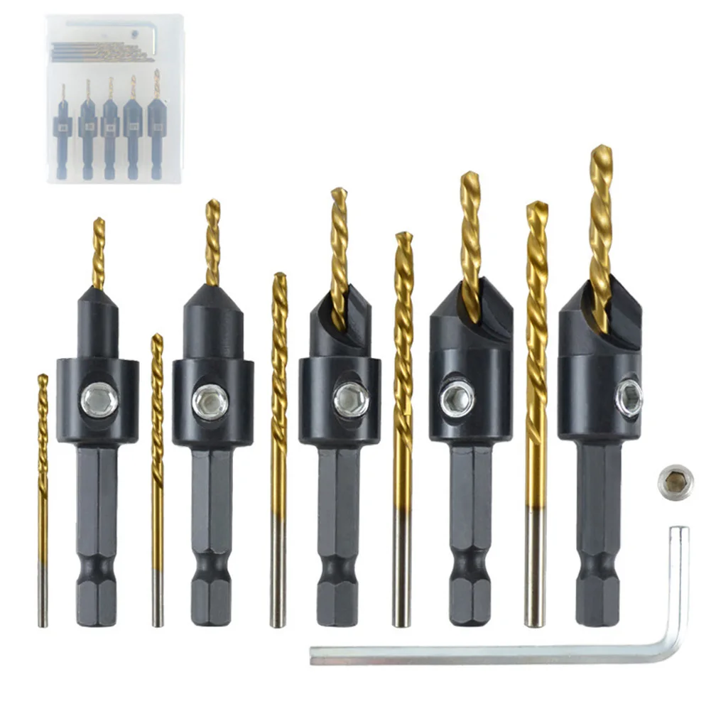 Набор сверл с зенковкой для деревообработки Набор сверл с титановым покрытием для растачивания, зенковки, фасок
Набор сверл с зенковкой для деревообработки Набор сверл с титановым покрытием для растачивания, зенковки, фасок