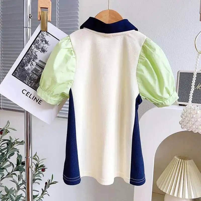 Summer New Patchwork Color Lapel Girl Clothes Toddler Kids Casual And Fashionable Bubble Sleeve Dress
Summer New Patchwork Color Lapel Girl Clothes Toddler Kids Casual And Fashionable Bubble Sleeve Dress
