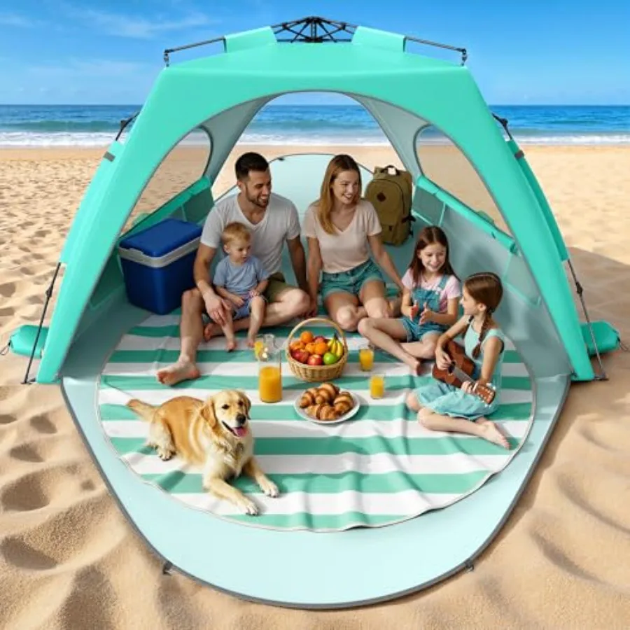 Beach Tent Sun Shelter for 5-6 Person, Mint Green XL Polyester Canopy with UPF 30+ UV Protection, Breathable Mesh Windows, Port
Beach Tent Sun Shelter for 5-6 Person, Mint Green XL Polyester Canopy with UPF 30+ UV Protection, Breathable Mesh Windows, Port