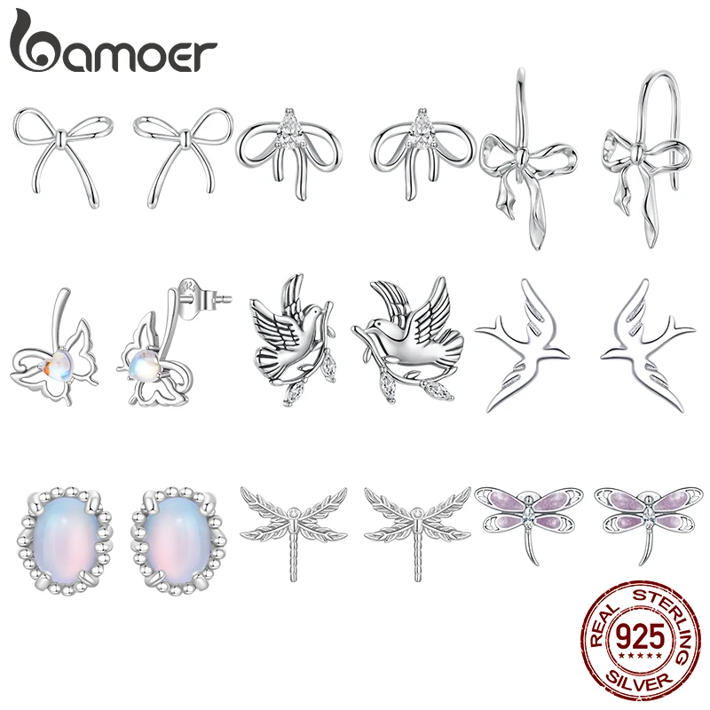 Серьги-гвоздики Bamoer из стерлингового серебра 925 пробы со стрекозой и бабочкой Голубь мира, серьги-гвоздики с бантом для женщин, ювелирные изделия, подарки
Серьги-гвоздики Bamoer из стерлингового серебра 925 пробы со стрекозой и бабочкой Голубь мира, серьги-гвоздики с бантом для женщин, ювелирные изделия, подарки