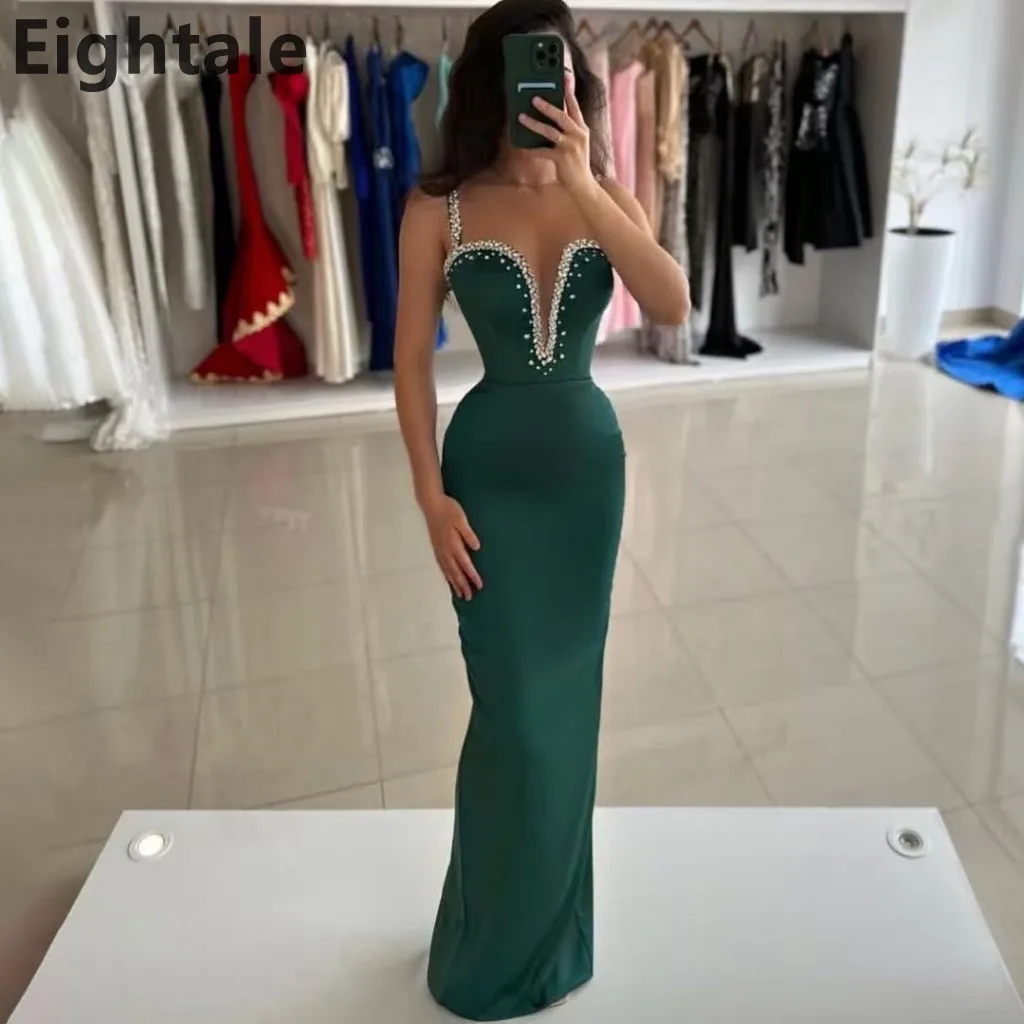 Eightale 2025 Emerald Green Mermaid Evening Dress with Beaded Spaghetti Straps for Wedding Prom Dubai Party Customized Gown
Eightale 2025 Emerald Green Mermaid Evening Dress with Beaded Spaghetti Straps for Wedding Prom Dubai Party Customized Gown