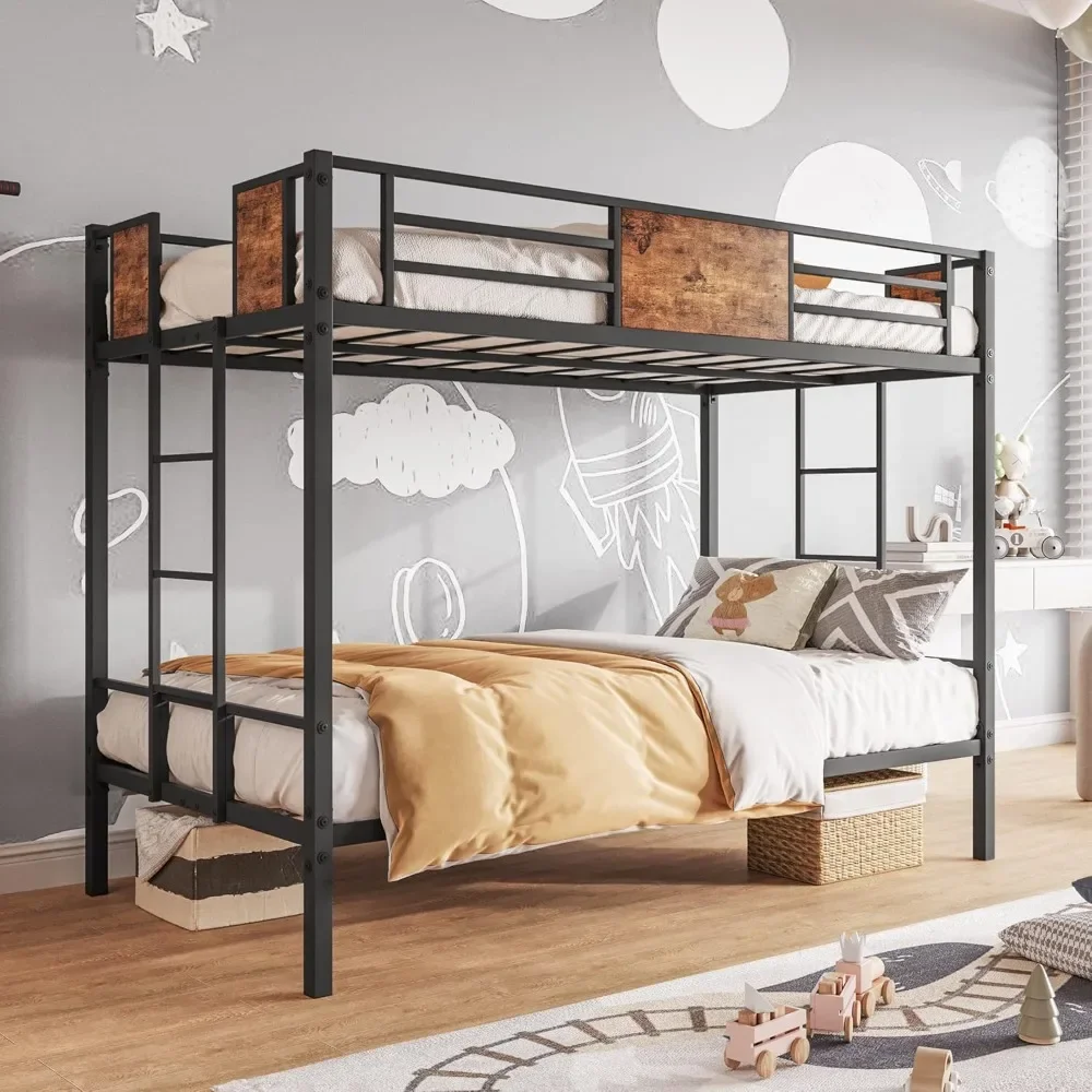 Metal Bunk Twin with Twin Beds, No Springs Required, Durable, Noiseless, Weighing 95 lbs., Sturdy Ladder with Guardrails, Black
Metal Bunk Twin with Twin Beds, No Springs Required, Durable, Noiseless, Weighing 95 lbs., Sturdy Ladder with Guardrails, Black