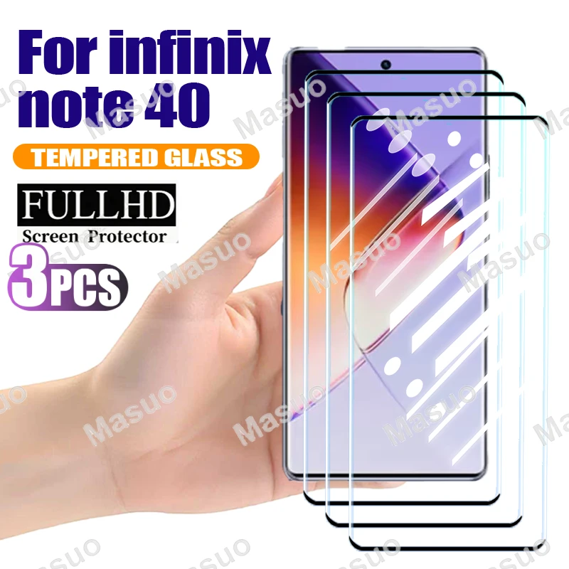 3pcs for Infinix Note 40 Pro 4G/40 Pro 5G Premium Tempered Glass Screen Protector - 99.9% Ultra HD Transparency, Zero Distortion