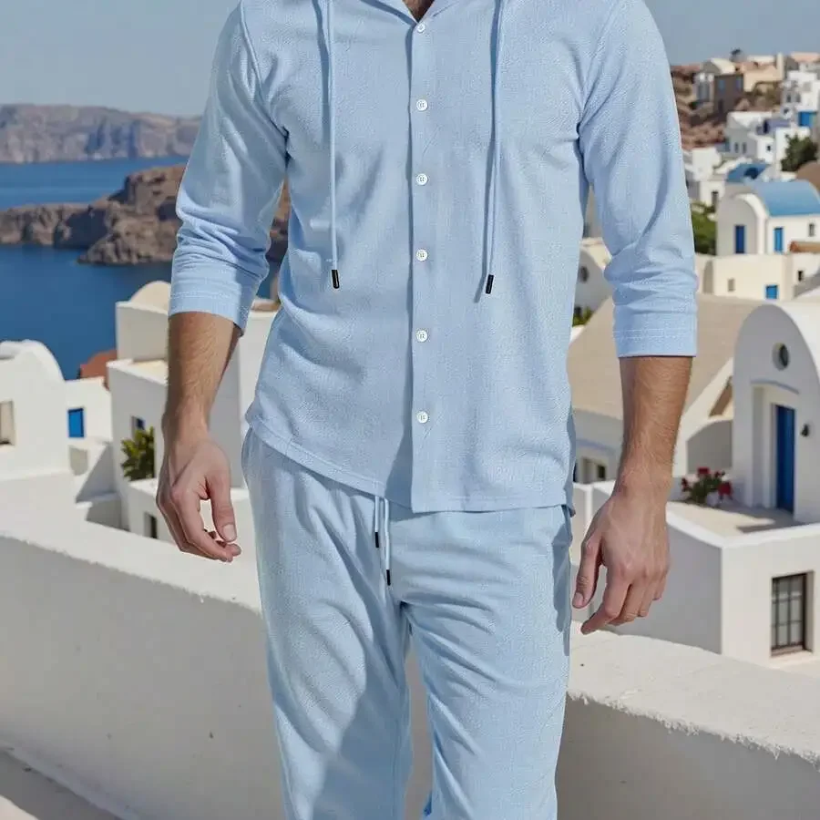 Mens Linen Hooded Long Sleeve Shirt And Pants Set Casual Breathable Two Piece Outfit
Mens Linen Hooded Long Sleeve Shirt And Pants Set Casual Breathable Two Piece Outfit