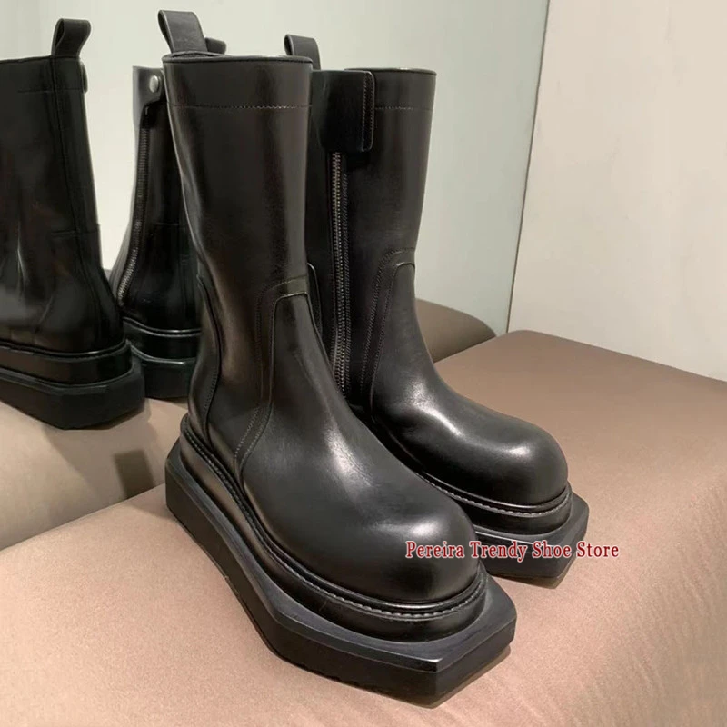 Street Style Men's Thick Soled Chelsea Boots Trendy Leather Square Toe Platform Zipper Short Boots Autumn Winter Male Shoes
Street Style Men's Thick Soled Chelsea Boots Trendy Leather Square Toe Platform Zipper Short Boots Autumn Winter Male Shoes