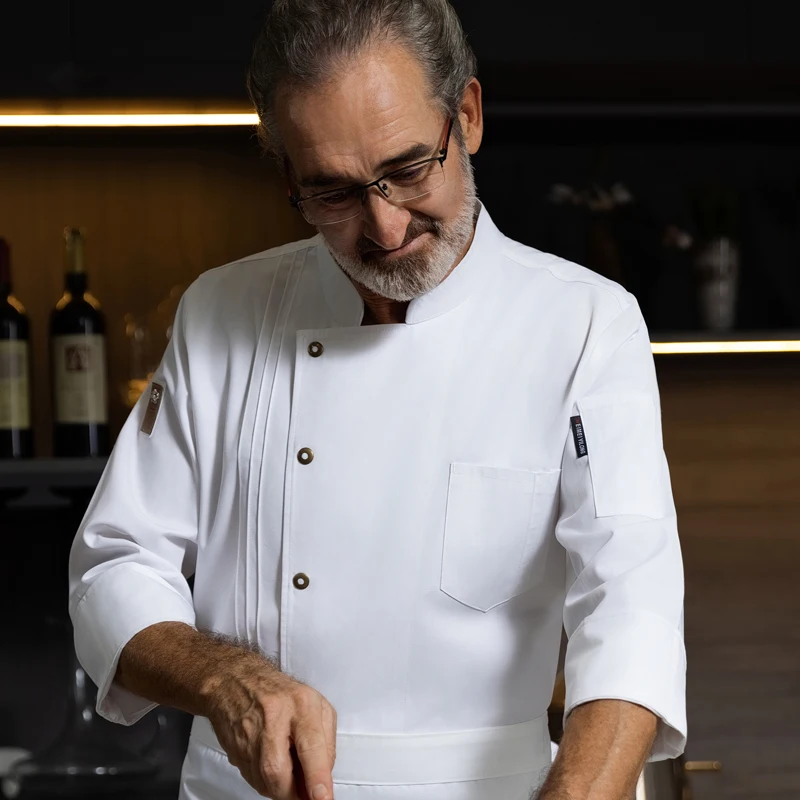 Senior Chef's uniform Jacket Chef workwear, long sleeved chef workwear provided by Western restaurants, cake shops, coffee shops
Senior Chef's uniform Jacket Chef workwear, long sleeved chef workwear provided by Western restaurants, cake shops, coffee shops