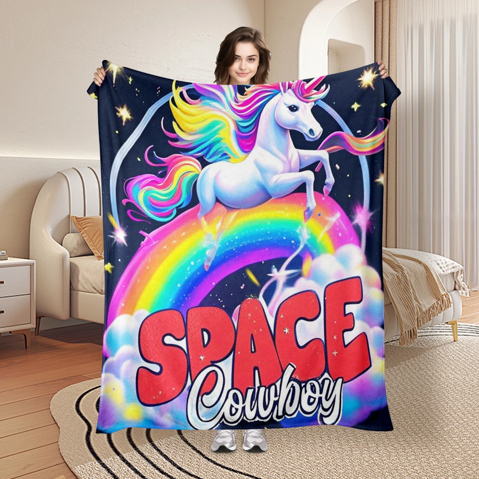 Unicorn Space Rainbow Multicolor Cloud Pattern Cozy Throw Blanket For Whimsical Home Decor And Warmth Comfort
Unicorn Space Rainbow Multicolor Cloud Pattern Cozy Throw Blanket For Whimsical Home Decor And Warmth Comfort