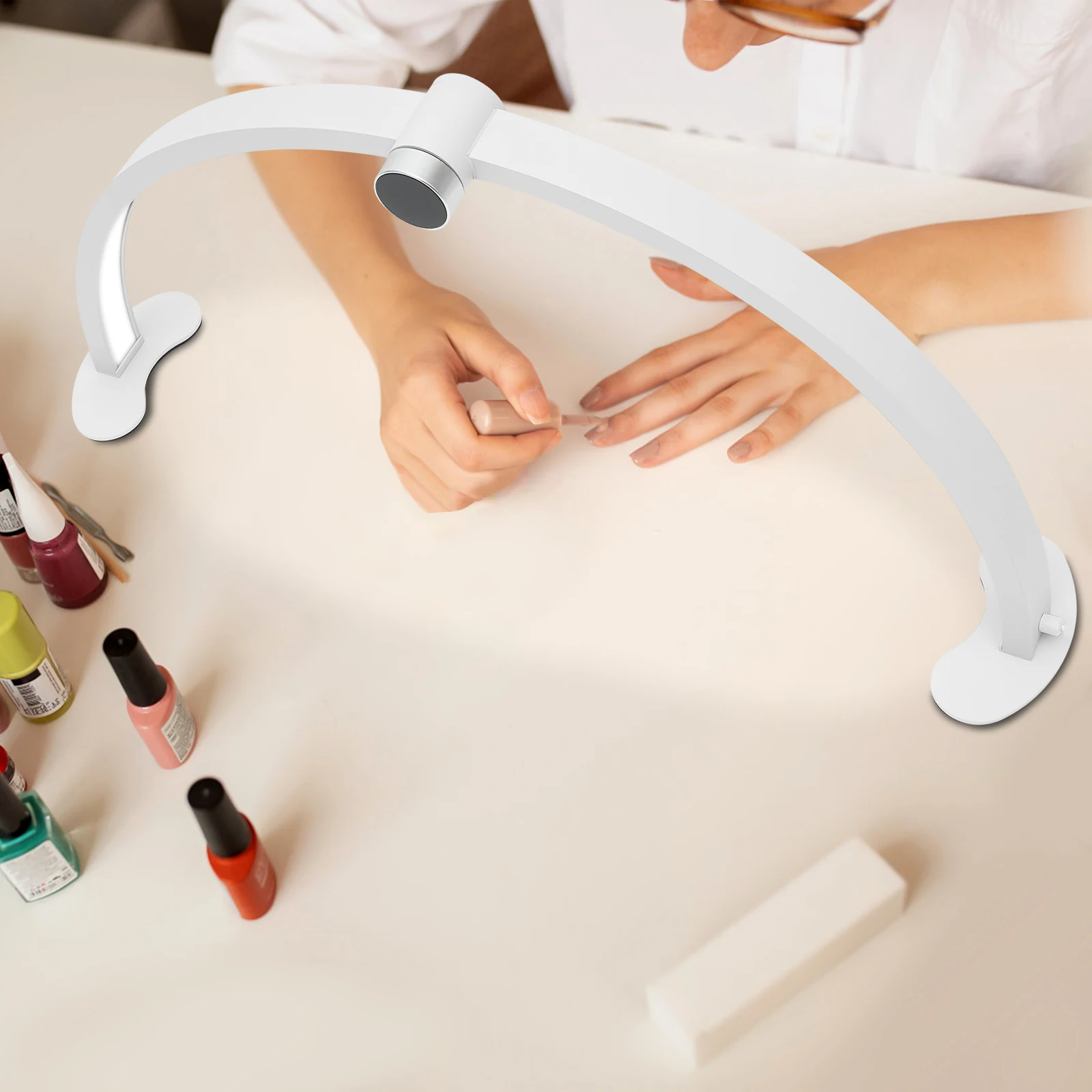 Half Moon LED Nail Art Lamp, 45W Adjustable Brightness & Color Temperature 3000K-6000K, 3600LM Desk Light for Manicure
Half Moon LED Nail Art Lamp, 45W Adjustable Brightness & Color Temperature 3000K-6000K, 3600LM Desk Light for Manicure