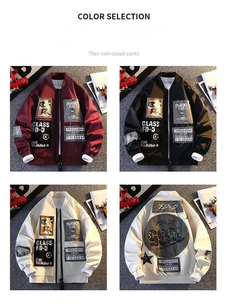 Spring new men's trendy baseball collar jacket Hong Kong style youth embroidered patch jacket
Spring new men's trendy baseball collar jacket Hong Kong style youth embroidered patch jacket
