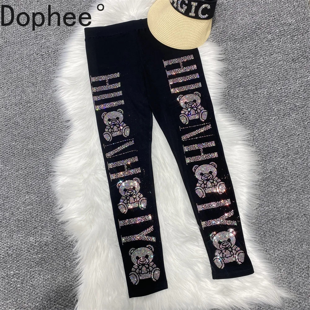 Large Size High Stretch Women Leggings All-match New Autumn Tight Bottoming Pants Cute Bear Hot Drilling Ankle-length Leggings 
Large Size High Stretch Women Leggings All-match New Autumn Tight Bottoming Pants Cute Bear Hot Drilling Ankle-length Leggings