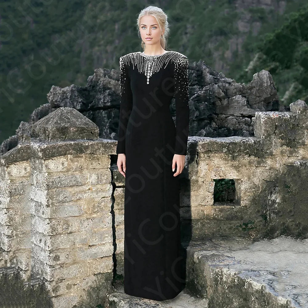 Classic Middle East Evening Dresses Long Sleeves Prom Party Dresses Round Neck Crystal Beading Wedding Guest Gowns Arabic 2024
Classic Middle East Evening Dresses Long Sleeves Prom Party Dresses Round Neck Crystal Beading Wedding Guest Gowns Arabic 2024
