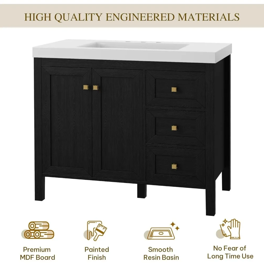 42 Inch Bathroom Vanity with Sink Combo, Modern Bathrooms Storage Cabinet with Resin Basin, Bathroom Cabinets 
42 Inch Bathroom Vanity with Sink Combo, Modern Bathrooms Storage Cabinet with Resin Basin, Bathroom Cabinets