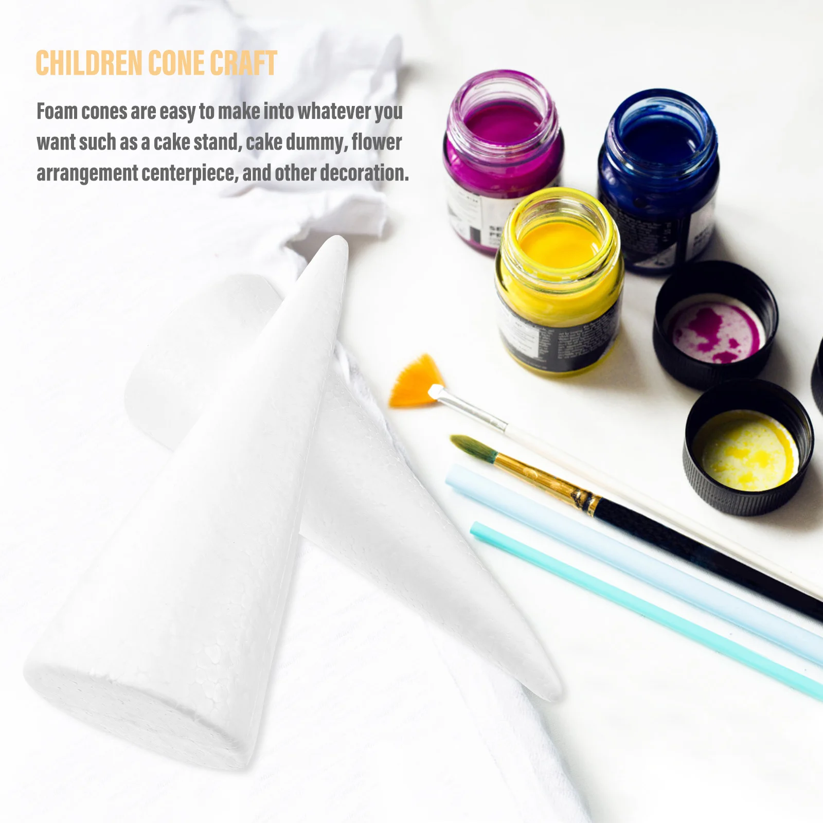 6Pcs White Solid Foam Craft Cones 24cm DIY Cone for Children's Craft Activities Preschool Church Christmas New Year Decoration
6Pcs White Solid Foam Craft Cones 24cm DIY Cone for Children's Craft Activities Preschool Church Christmas New Year Decoration