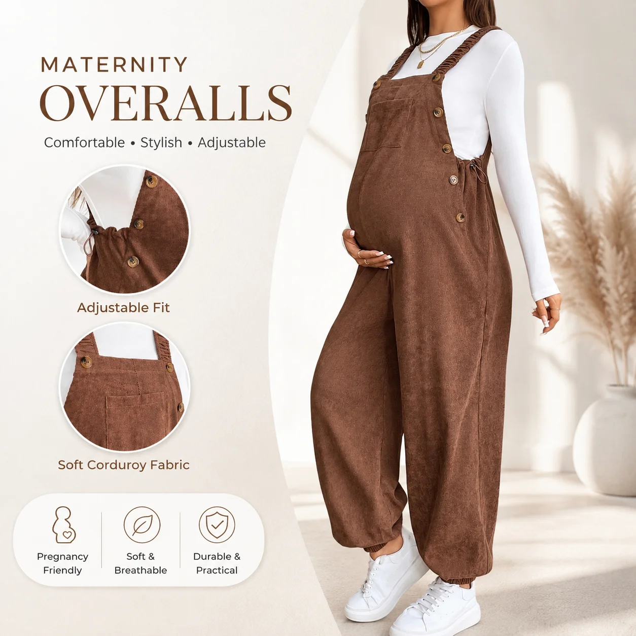 Women Maternity Corduroy Overalls Loose Fit Pregnancy Jumpsuit Adjustable Strap Casual Romper
Women Maternity Corduroy Overalls Loose Fit Pregnancy Jumpsuit Adjustable Strap Casual Romper