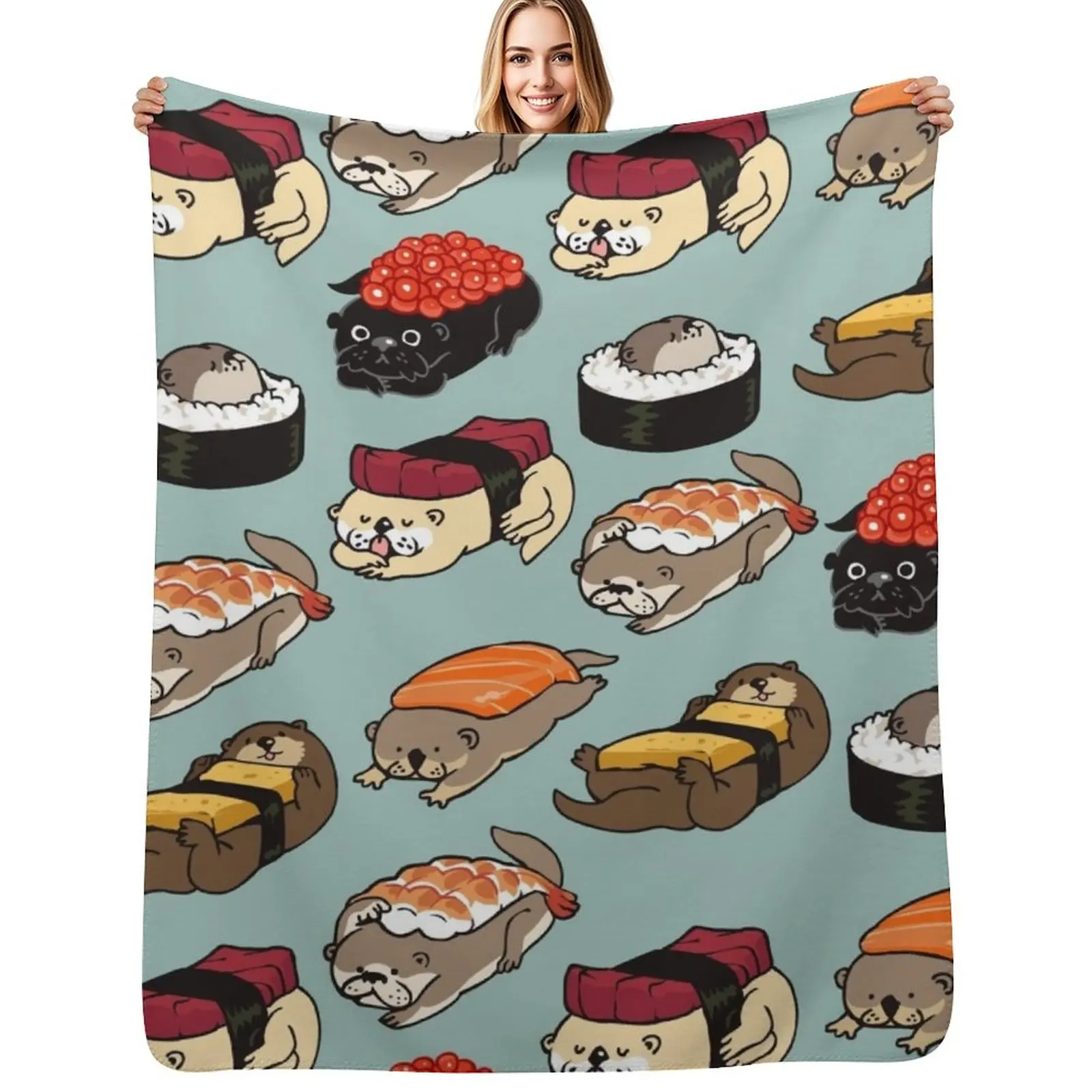 Sushi Otter Throw Blanket Travel Size Cozy Blanket for Plane Train
Sushi Otter Throw Blanket Travel Size Cozy Blanket for Plane Train