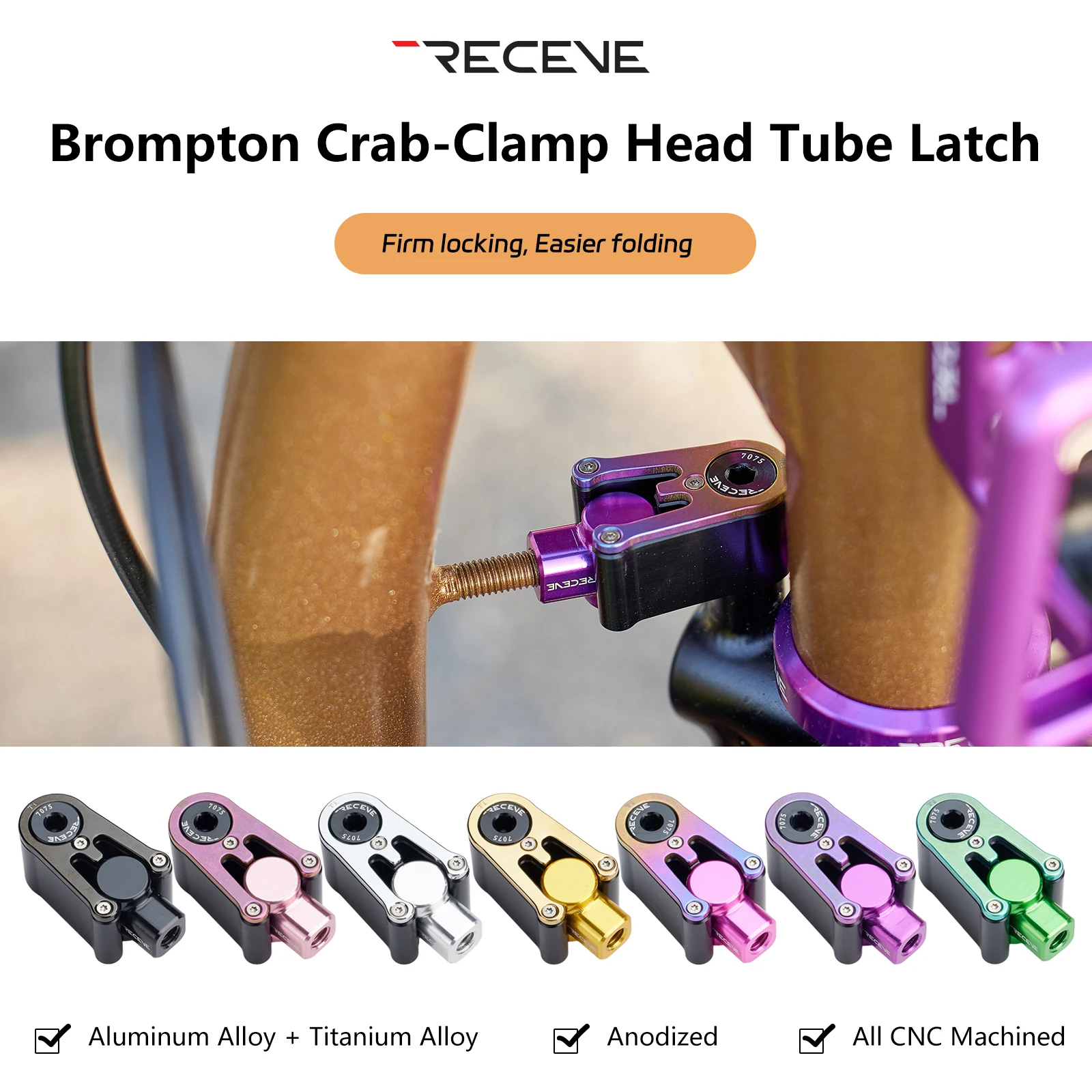 RECEVE Catcher Head Tube Clamp Folding Bike Head Tube Fixing Tool Bicycle Front Fork Catcher Buckle Aluminum Alloy For Brompton
RECEVE Catcher Head Tube Clamp Folding Bike Head Tube Fixing Tool Bicycle Front Fork Catcher Buckle Aluminum Alloy For Brompton