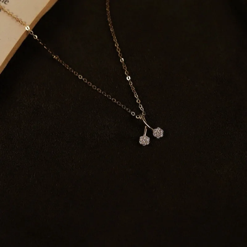 S925 Sterling Silver Plated With 14K Gold Small Cherry Zircon Pendant Necklace Women Cute Girl's Birthday Gift Jewelry
S925 Sterling Silver Plated With 14K Gold Small Cherry Zircon Pendant Necklace Women Cute Girl's Birthday Gift Jewelry