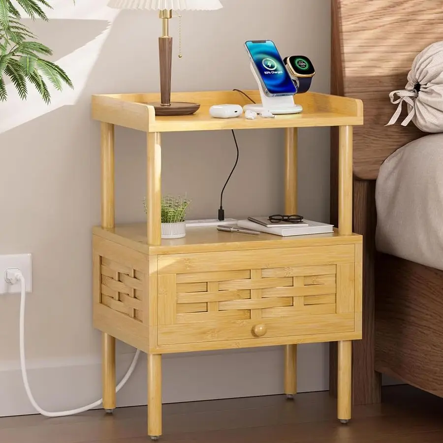 Bamboo Nightstand with Charging Station, Bedside Table with USB Ports amp Outlets, End Table, Night Stand for Bedroom LiftUp Dra
Bamboo Nightstand with Charging Station, Bedside Table with USB Ports amp Outlets, End Table, Night Stand for Bedroom LiftUp Dra