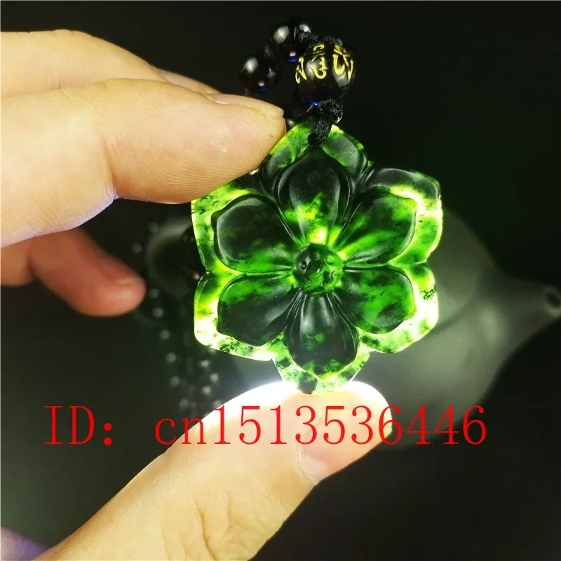 Certified Chinese Natural Black Green Jade Hexagonal flower Pendant Necklace Fashion Charm Jewellery Hand-Carved Lucky Amulet 
Certified Chinese Natural Black Green Jade Hexagonal flower Pendant Necklace Fashion Charm Jewellery Hand-Carved Lucky Amulet
