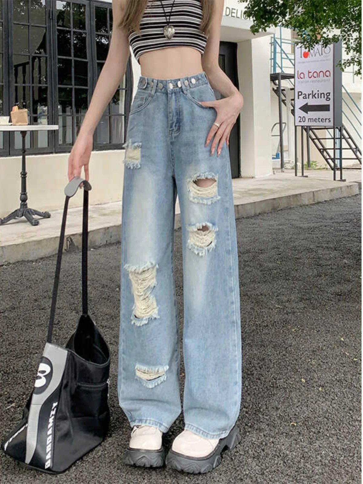 American Retro Hole Wide Leg Denim Jeans Women's Spring Autumn Large Size Fat MM High Waist Loose Straight Long Pants Summer
American Retro Hole Wide Leg Denim Jeans Women's Spring Autumn Large Size Fat MM High Waist Loose Straight Long Pants Summer