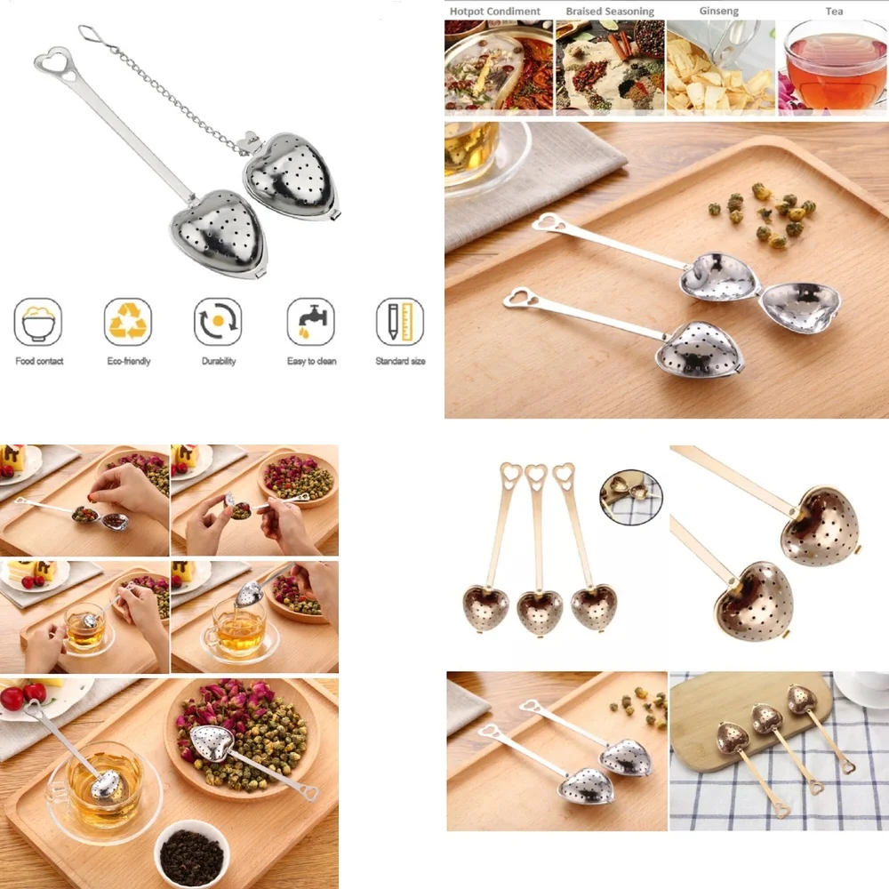 4 Pack Heart Shaped Tea Infusers Stainless Steel Loose Leaf Tea Filter Spoon Reusable Tea Strainer for Cup Mug Gift Set Kitchen
4 Pack Heart Shaped Tea Infusers Stainless Steel Loose Leaf Tea Filter Spoon Reusable Tea Strainer for Cup Mug Gift Set Kitchen