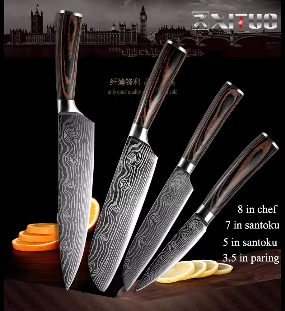 XITUO 2-5PCS Set Kitchen Knife Damascus Laser Stainless Steel Blades Chef Knife Santoku knife Utility Paring knives Tools
XITUO 2-5PCS Set Kitchen Knife Damascus Laser Stainless Steel Blades Chef Knife Santoku knife Utility Paring knives Tools