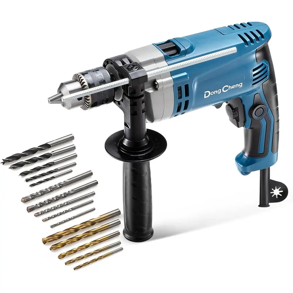 1/2 Inch Keyed Chuck Impact Drill with 15PCS Bits, 0-3000 RPM/45000 BPM for Brick, Metal & Wood
1/2 Inch Keyed Chuck Impact Drill with 15PCS Bits, 0-3000 RPM/45000 BPM for Brick, Metal & Wood