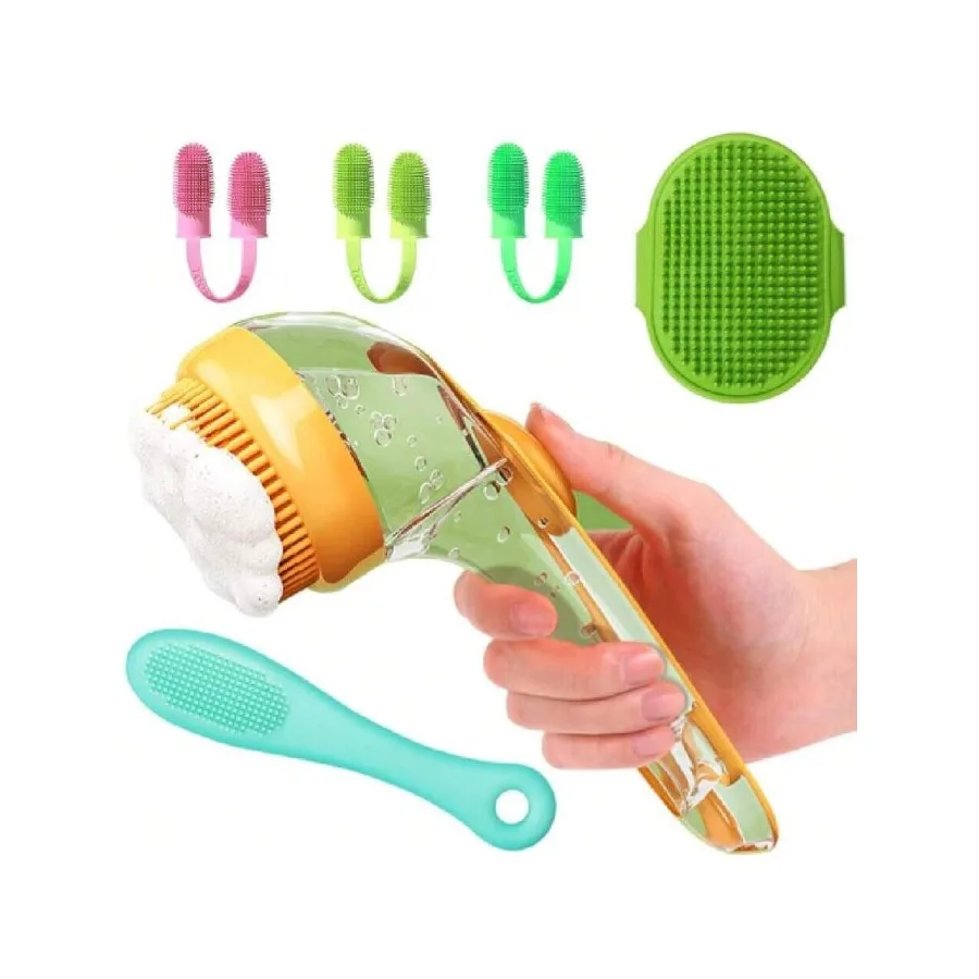【New style】6pcs Dog Bath Brush and Finger Toothbrush Set - Pet Grooming Scrubber With Shampoo Dispenser For Puppy, Cat, Small B
【New style】6pcs Dog Bath Brush and Finger Toothbrush Set - Pet Grooming Scrubber With Shampoo Dispenser For Puppy, Cat, Small B