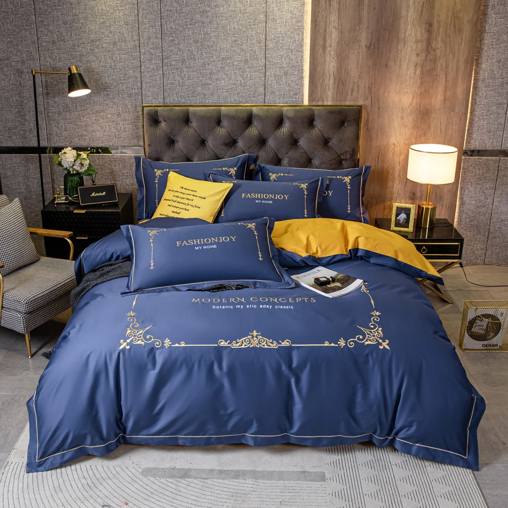 2023 New Long-staple Cotton Stitching Embroidery Plain Color Four-piece Bed Linen Cotton Bedding Light Luxury Style Dark Blue
2023 New Long-staple Cotton Stitching Embroidery Plain Color Four-piece Bed Linen Cotton Bedding Light Luxury Style Dark Blue