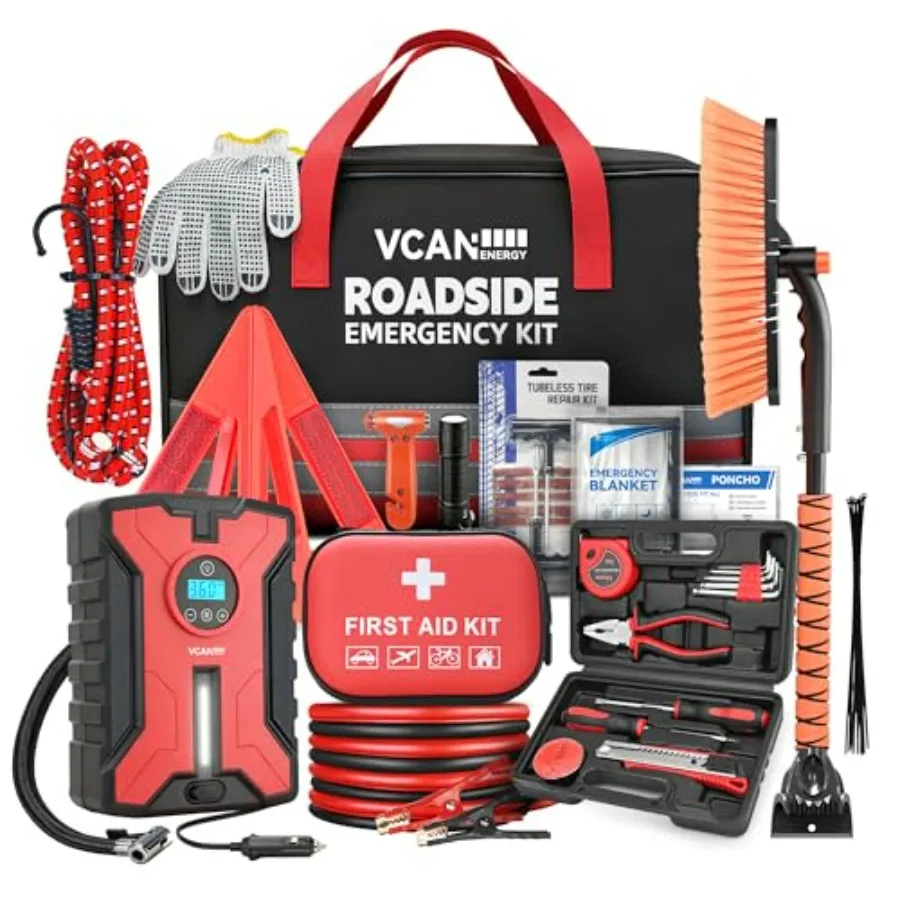 Car Emergency Safety Kit Bag with Portable Air Compressor Jumper Cables First Aid Kit Winter Vehicle Roadside Emergency Kit wit
Car Emergency Safety Kit Bag with Portable Air Compressor Jumper Cables First Aid Kit Winter Vehicle Roadside Emergency Kit wit