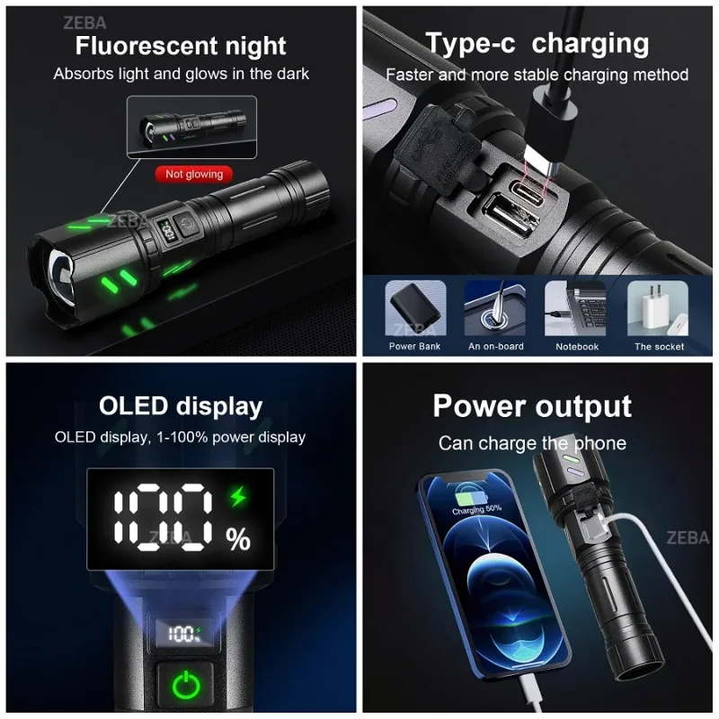 Nwe 5500000000LM 6000000W Ultra Bright LED Flashlights Rechargeable Flashlight Zoomable Torch 5 Modes Most Powerful Camping Lamp
Nwe 5500000000LM 6000000W Ultra Bright LED Flashlights Rechargeable Flashlight Zoomable Torch 5 Modes Most Powerful Camping Lamp